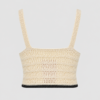 Dzianinowy Top w Paski z Dekoltem Halter