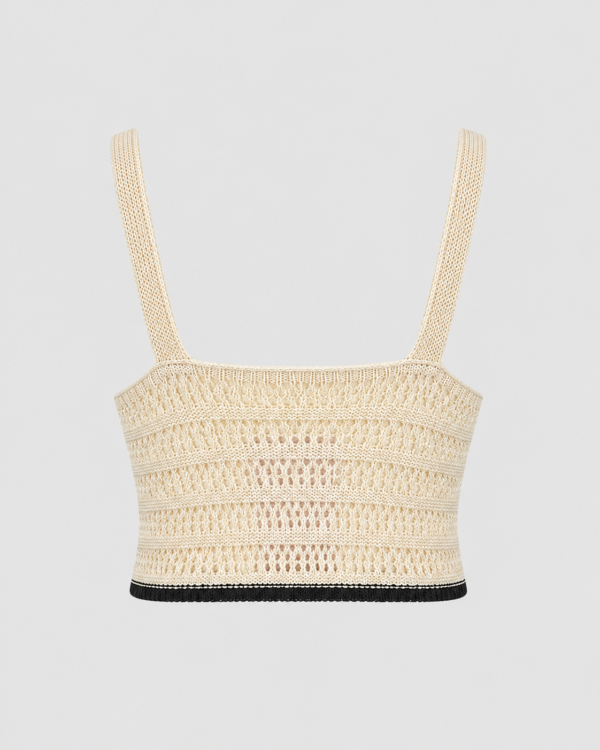 Dzianinowy Top w Paski z Dekoltem Halter
