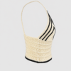 Dzianinowy Top w Paski z Dekoltem Halter