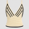 Dzianinowy Top w Paski z Dekoltem Halter