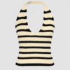 Ażurowy Crop Top Dzianinowy z Dekoltem V